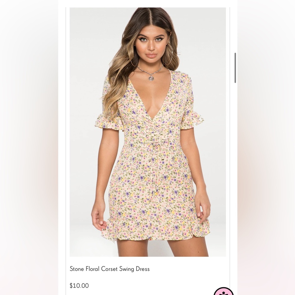 Stone floral corset swing dress